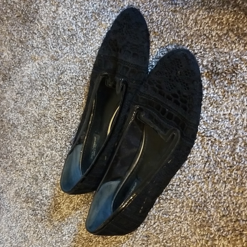 Dolce & Gabbana Black Lace Flats